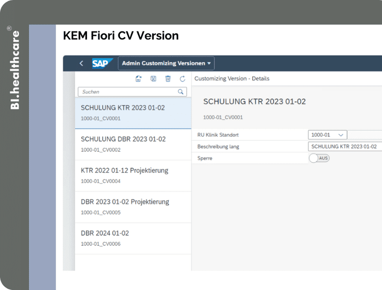 KEM Fiori CV Version Screen