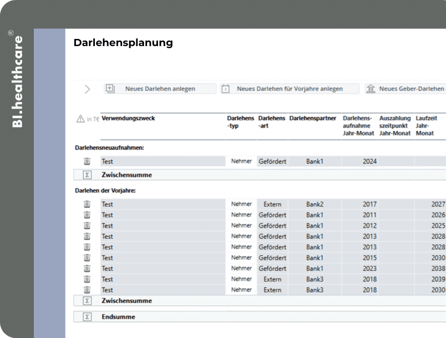 Darlehensplanung Jedox